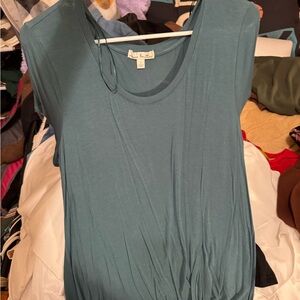 Anthropologie Green Fitted Cap Sleeve T-shirt